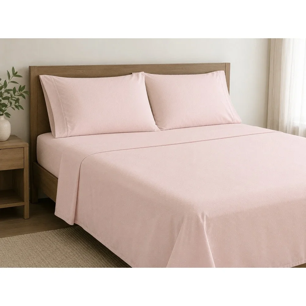 Peacock Alley Queen Size Sheet Set 4 pc Blush Pink 100% Cotton Textured Made USA
